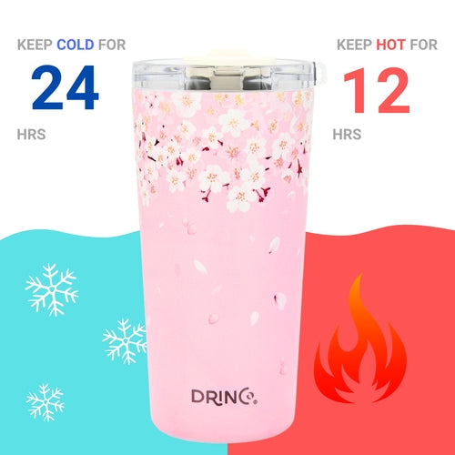 Seattle 20oz Insulated Tumbler Spill Proof Lid w/straw-Sakura