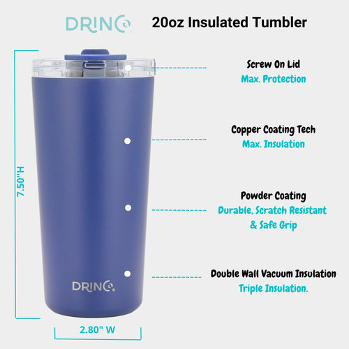 DRINCO® Seattle 20oz Insulated Tumbler Spill Proof Lid w/straw-Blue